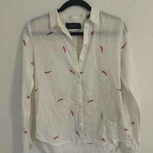 Scotch & Soda White Button Down with Red Chili Pepper Print